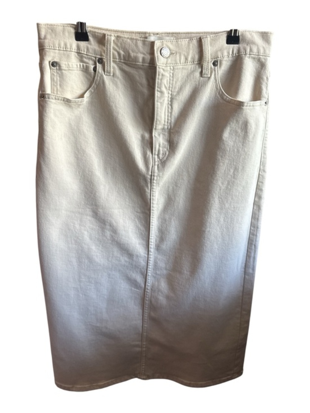 Banana Republic Women’s Size 10 Midi Cream Denim Cotton Skirt Beige Casual 90s